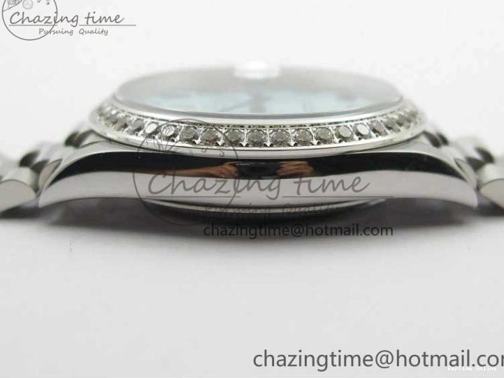 0417 Day Date 40mm SS BP Maker Best Edition Diamond Bezel Blue Dial Arabic Markers On SS Bracelet A Lightweight 2883